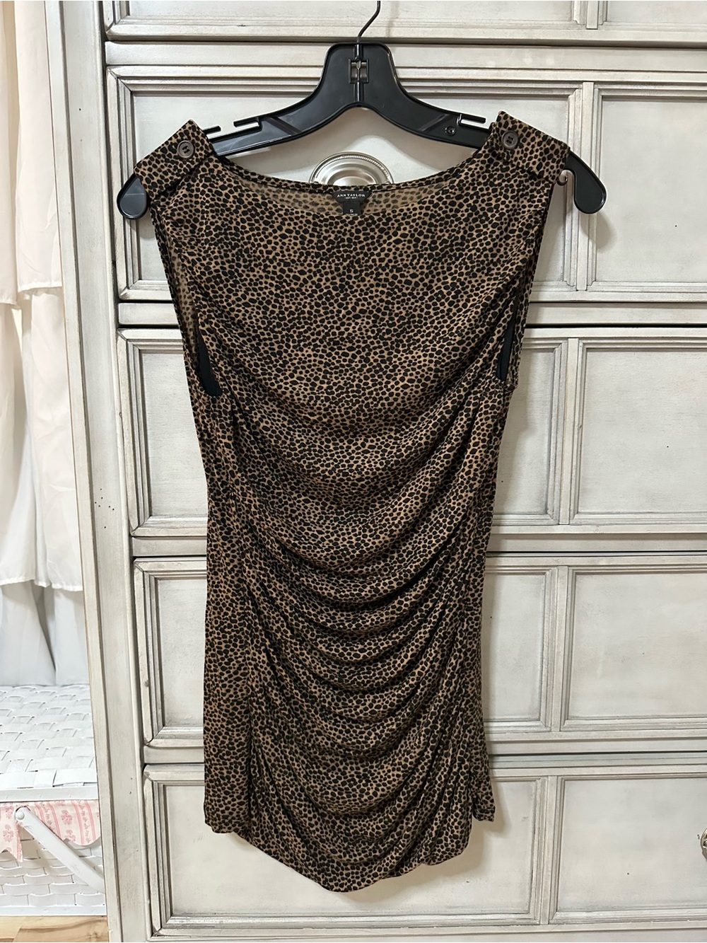 Ann Taylor Brown and Black Leopard-Print Sleeveless Dress
